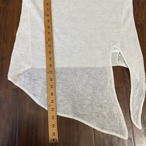 WHITE + WARREN Knotted Crew Neck Sweater White Linen LS Open Knit - Picture 11 of 11